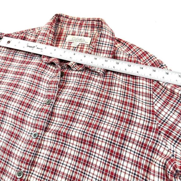 Cabelas Red and Cream Plaid Cotton Button‎ Up Flannel Women’s L - Picture 5 of 10